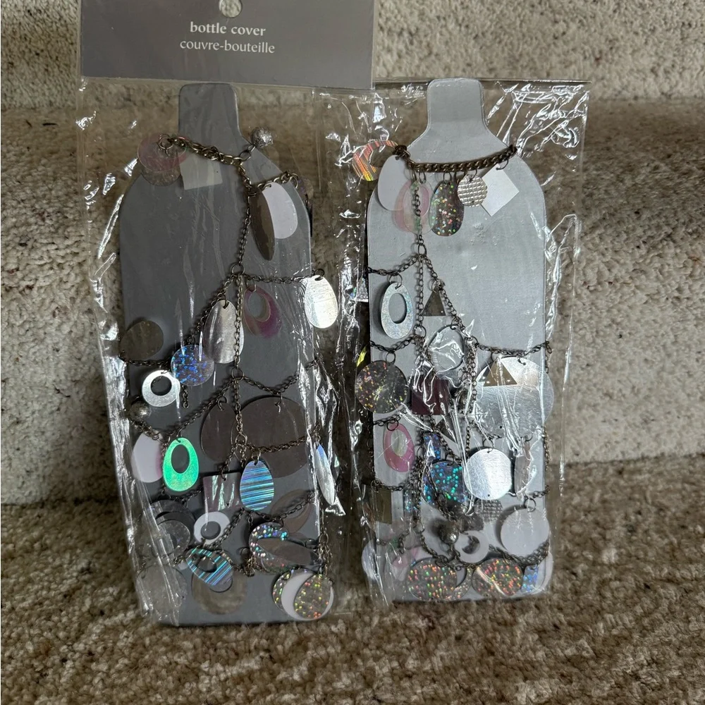 Pier 1 Imports - Silver Beaded Bottle Cover- NWT